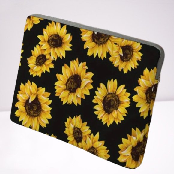 Sunflower Floral Pattern Fabric Laptop Sleeve Soft Computer Case NEW - Picture 1 of 9